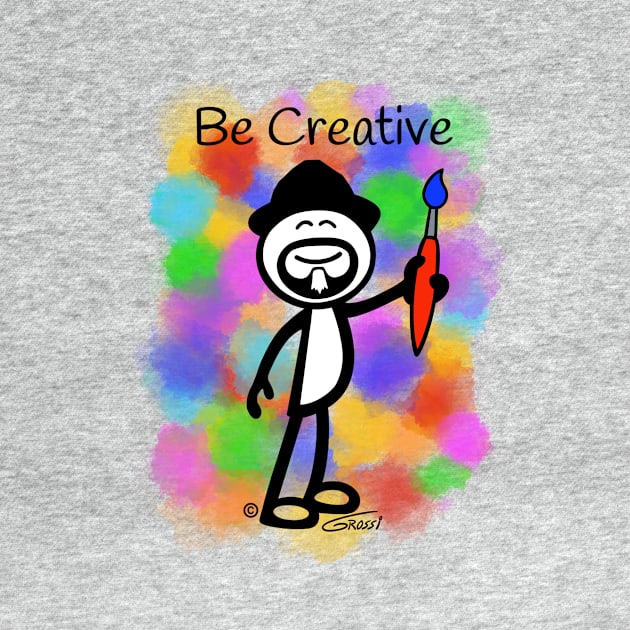 GG Artist Stick Figure “Be Creative” Paint Splotch Background by GDGCreations